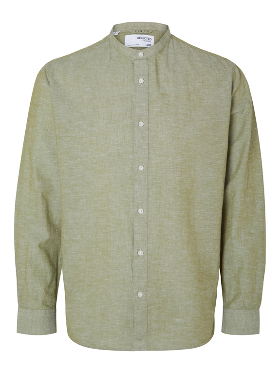 Selected Reg New Linen Shirt LS - Olive Branch